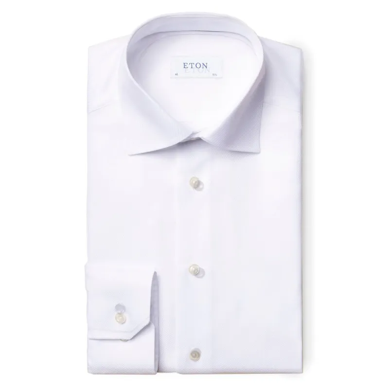 Eton Men's White Textured Twill Shirt sold by J&Z Couture