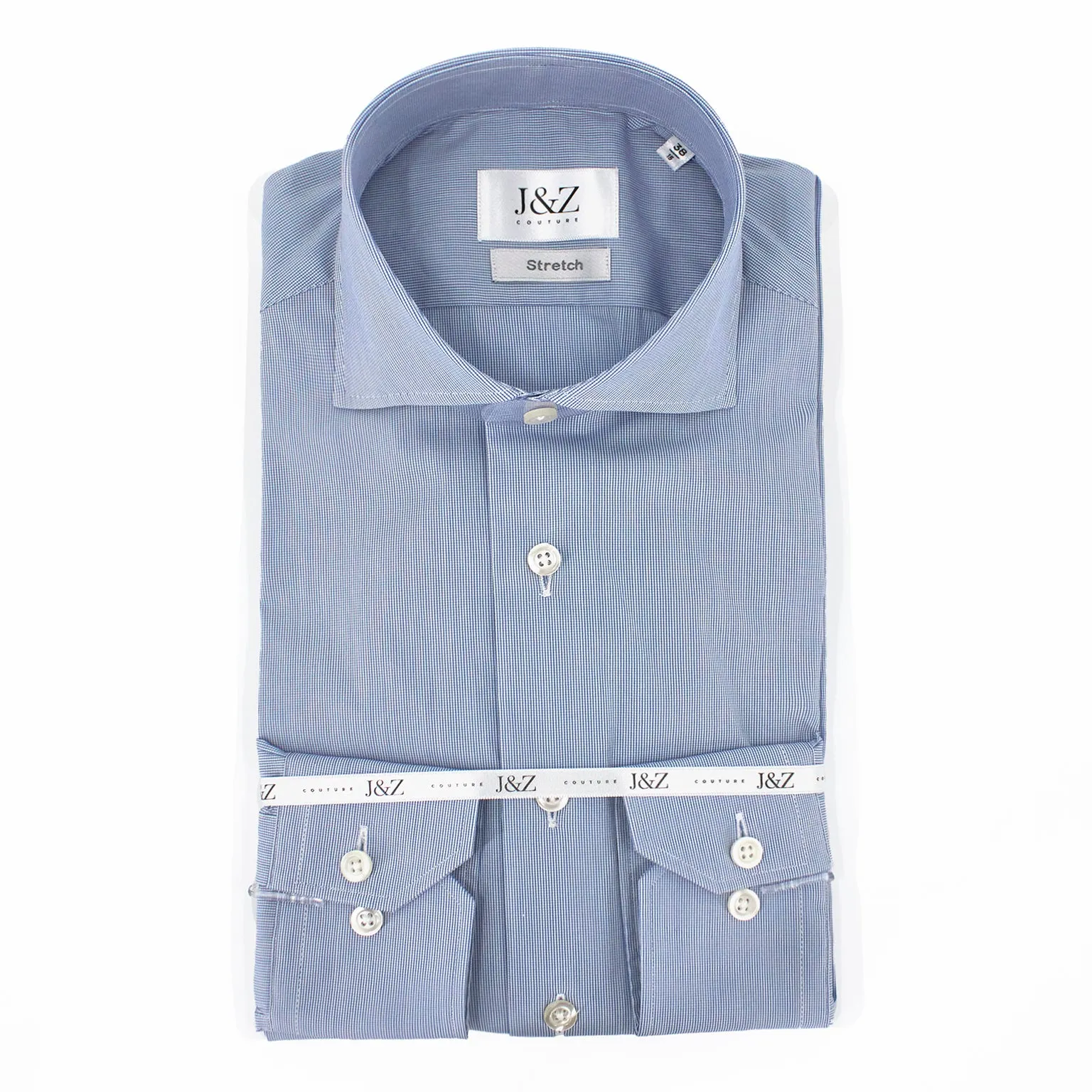 J&Z Couture Button Down Dress Shirt, Piumino 120 Stretch (78% co, 17% poly, 5% elastane) sold by J&Z Couture