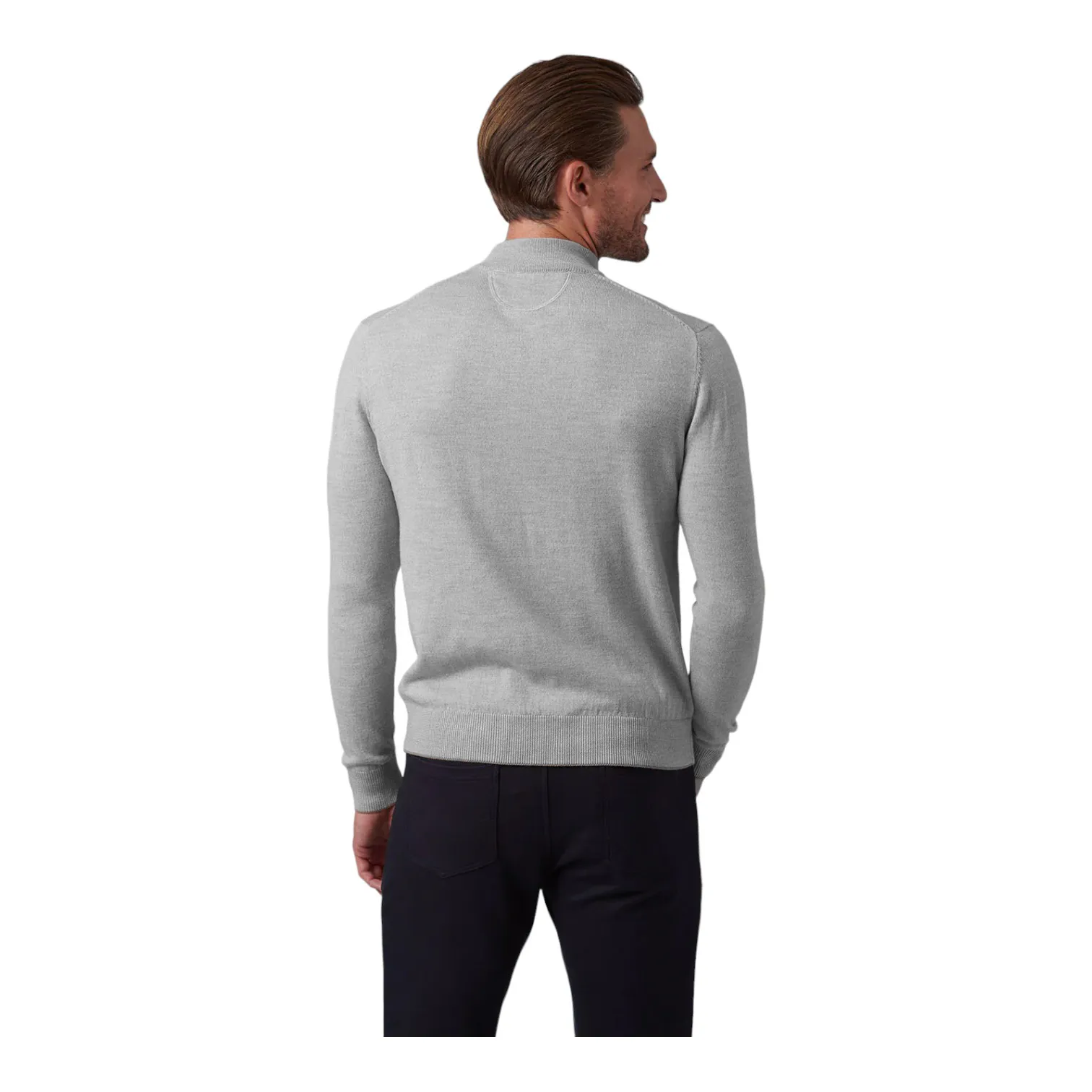 Raffi Classic Men's Mock Neck Sweater in 100% Merino Wool HWC19398 Platinum sold by J&Z Couture product image thumbnail 4