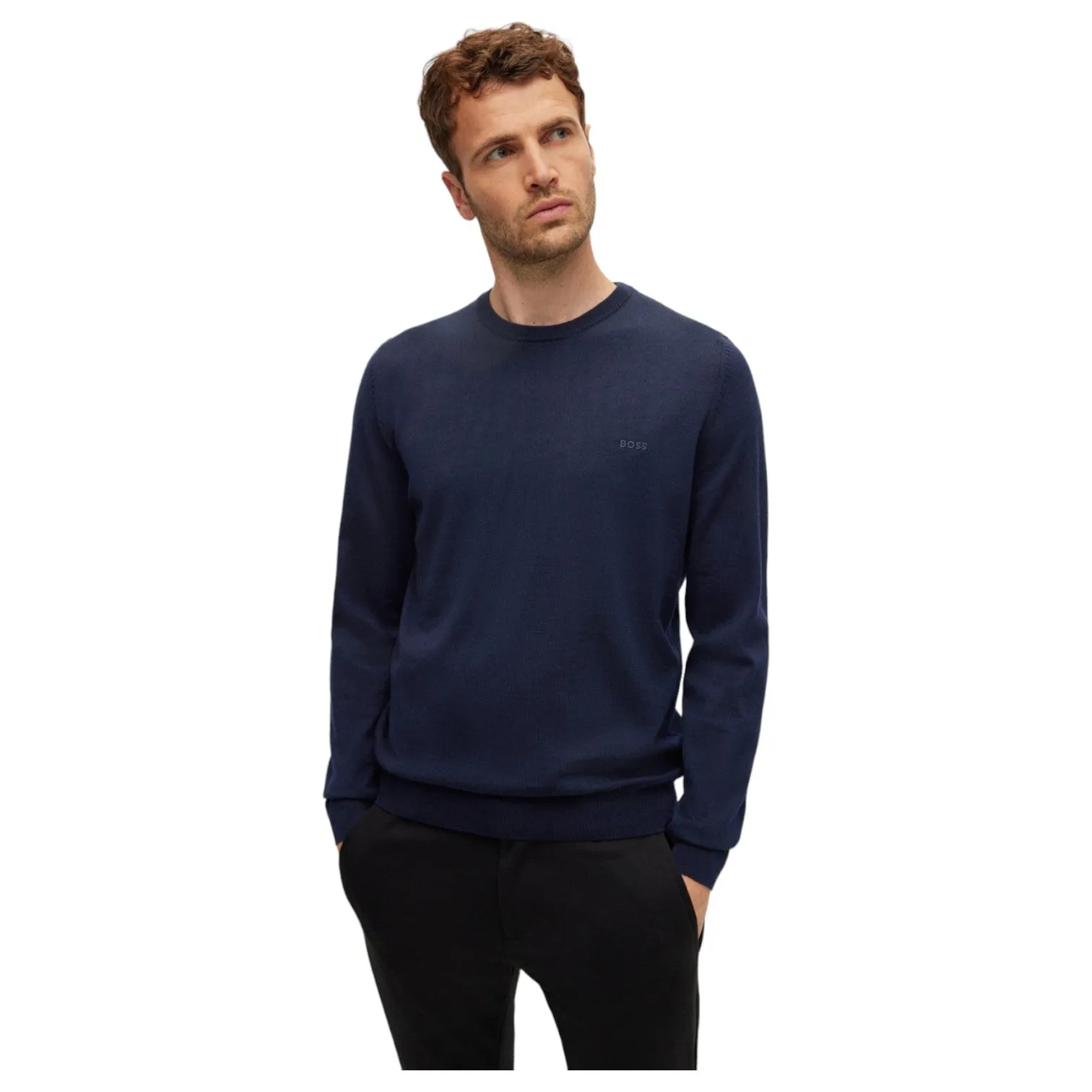 BOSS - PACELLO Dark Blue V-Neck Cotton Sweater 50506042 404 sold by J&Z Couture