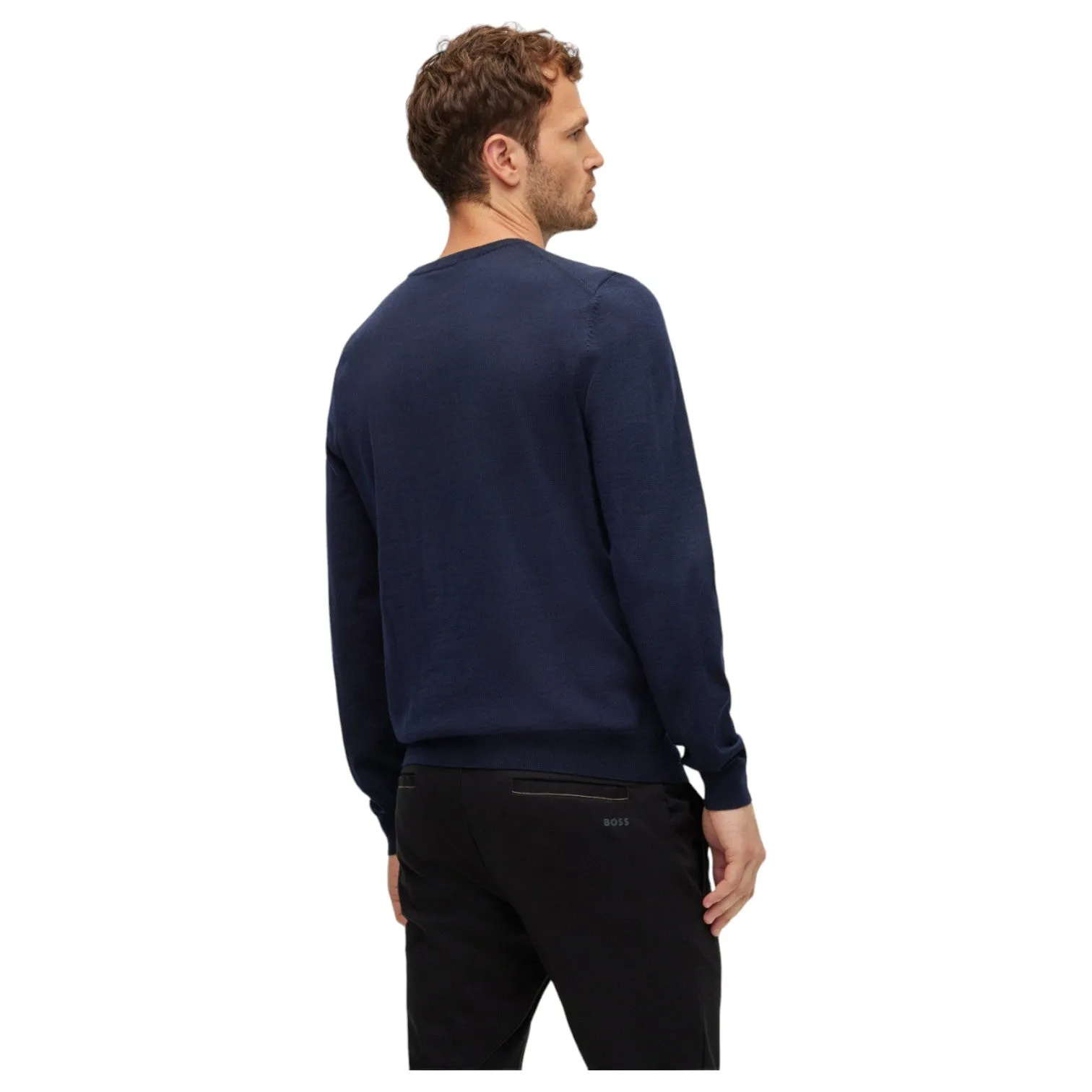 BOSS - PACELLO Dark Blue V-Neck Cotton Sweater 50506042 404 sold by J&Z Couture product image thumbnail 2