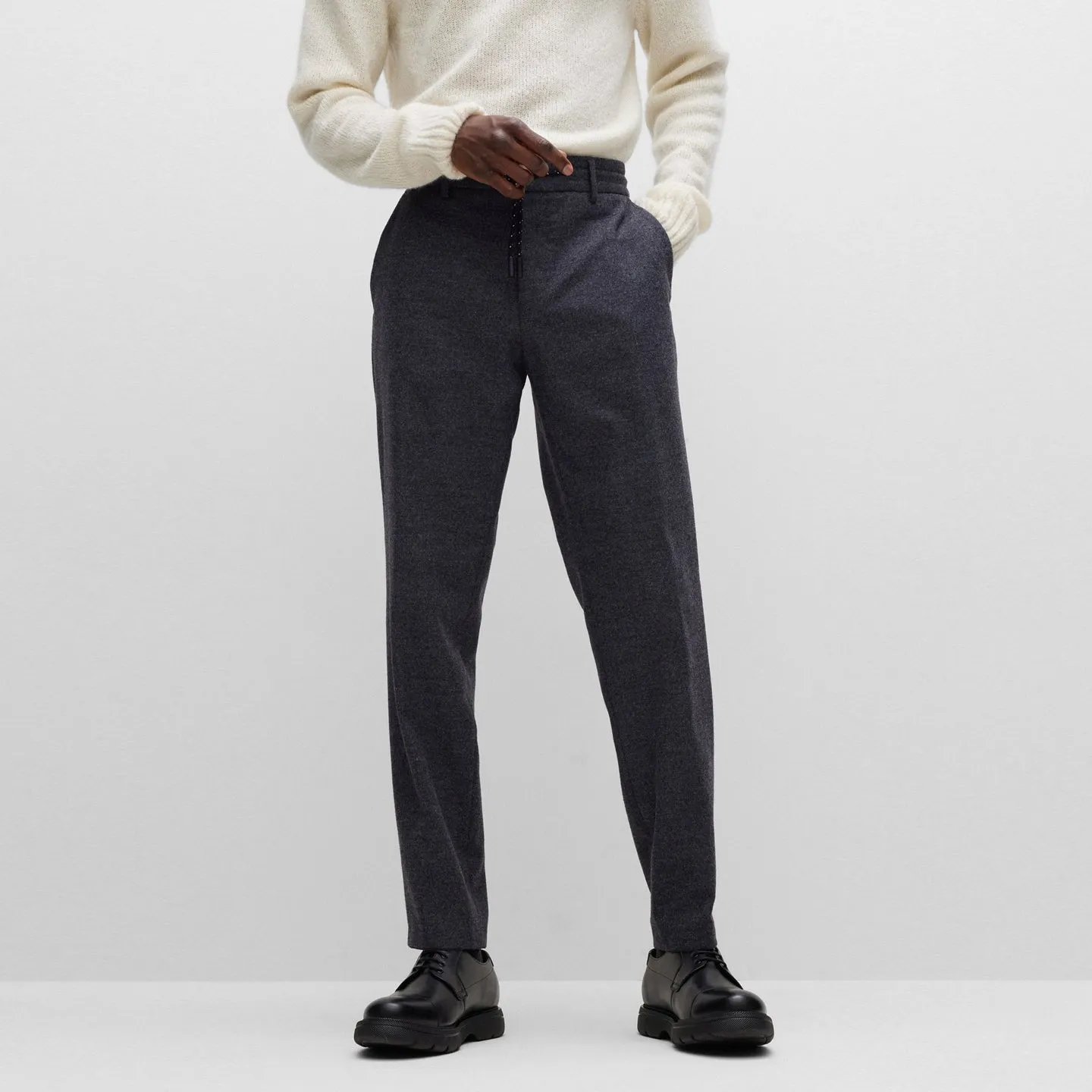 BOSS Men's Slim-Fit Trousers in Performance-Stretch Fabric in Gray 50479918-021 sold by J&Z Couture