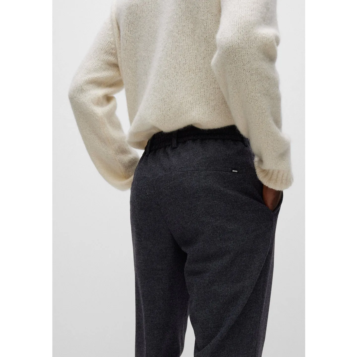 BOSS Men's Slim-Fit Trousers in Performance-Stretch Fabric in Gray 50479918-021 sold by J&Z Couture product image thumbnail 4