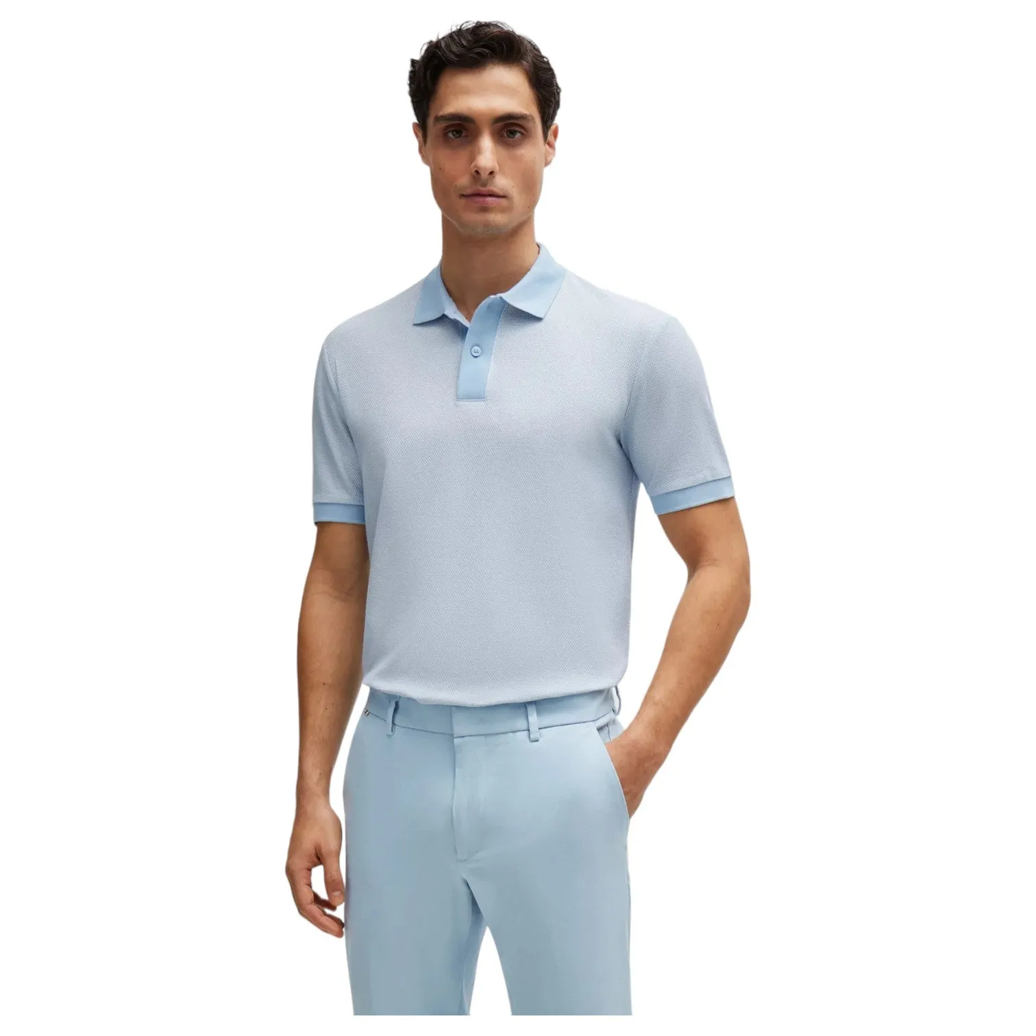 Boss Slim-Fit Polo Shirt In Two-Tone Mercerised Cotton 50513580 450 sold by J&Z Couture