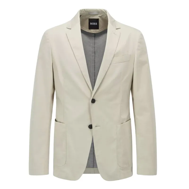BOSS Men's Slim-Fit Jacket in Performance-Stretch Fabric in Light Beige  50468895-271 made by Hugo Boss