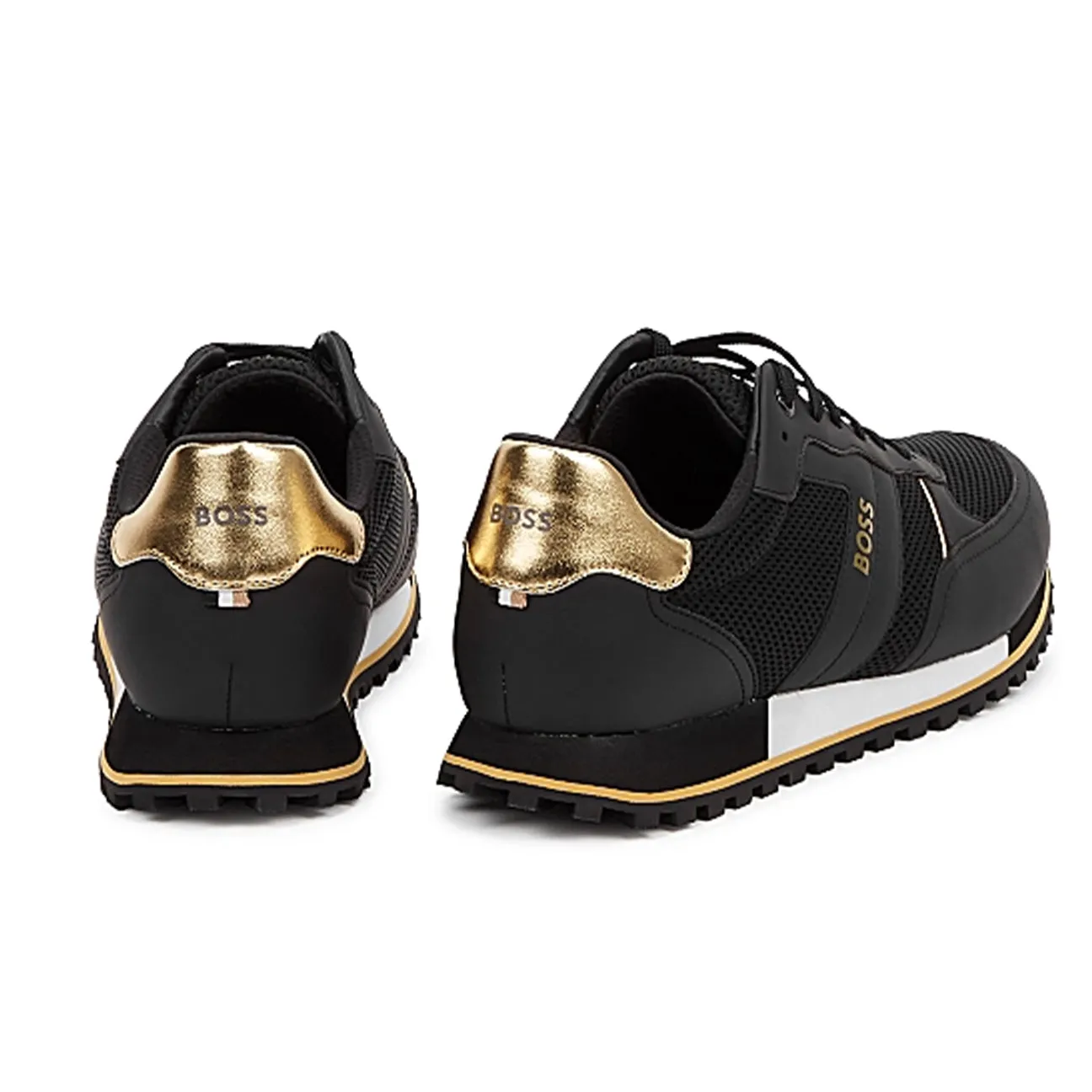 BOSS Men's Men's Parkour Runner Black and Gold Paneled Sneakers 50474686-007 sold by J&Z Couture product image thumbnail 3