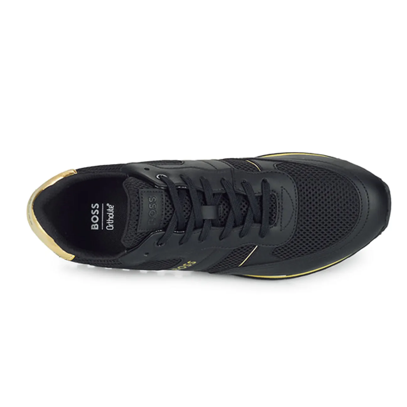 BOSS Men's Men's Parkour Runner Black and Gold Paneled Sneakers 50474686-007 sold by J&Z Couture product image thumbnail 2