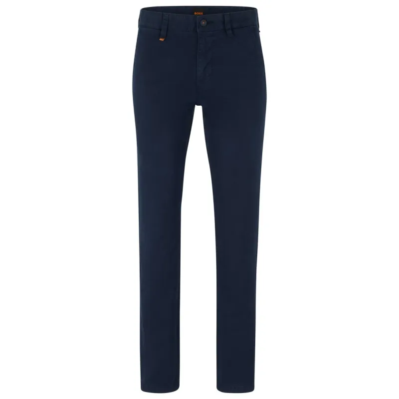 BOSS Men's Slim-Fit Trousers in Printed Stretch-Cotton Twill in Dark Blue  50489107-404 sold by J&Z Couture
