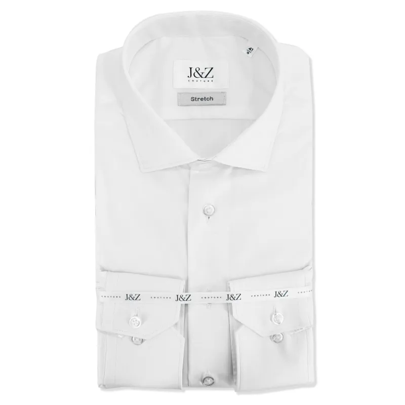 J&Z Couture White Button Down Dress Shirt, Satin Stretch (78% Co, 16% poly, 6% elastane) sold by J&Z Couture