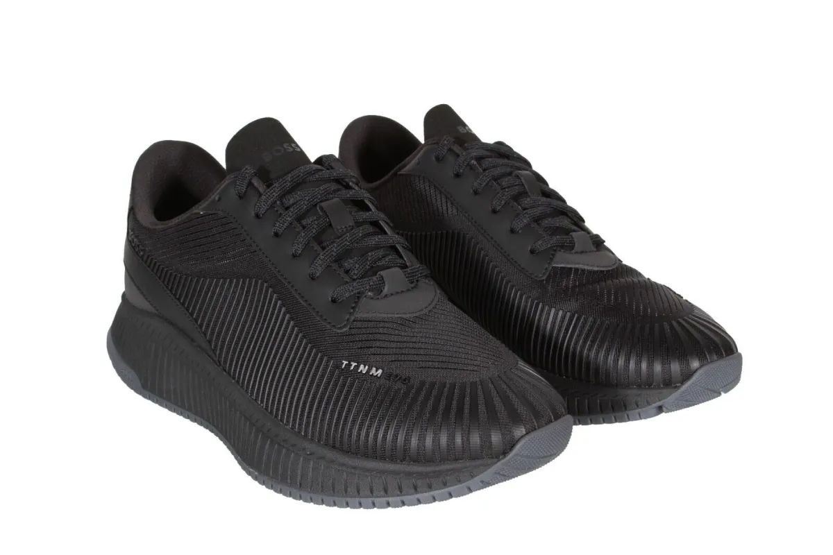 BOSS Mixed-Material Trainers with Rubberized Faux Leather  50503493-005 sold by J&Z Couture