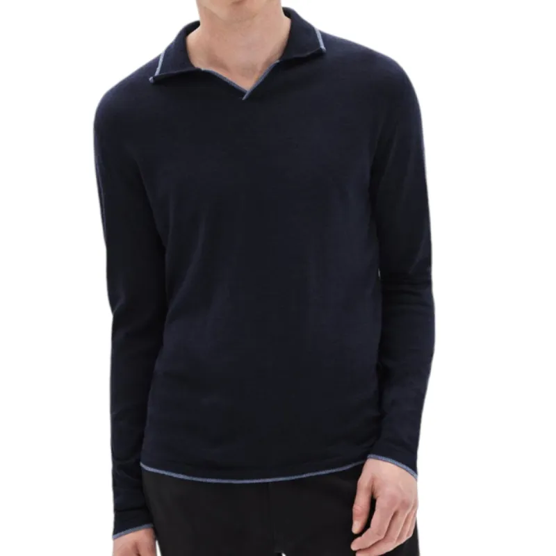 Robert Barakett Hollow Wood Open Collar Polo  RB32192 NAVY sold by J&Z Couture