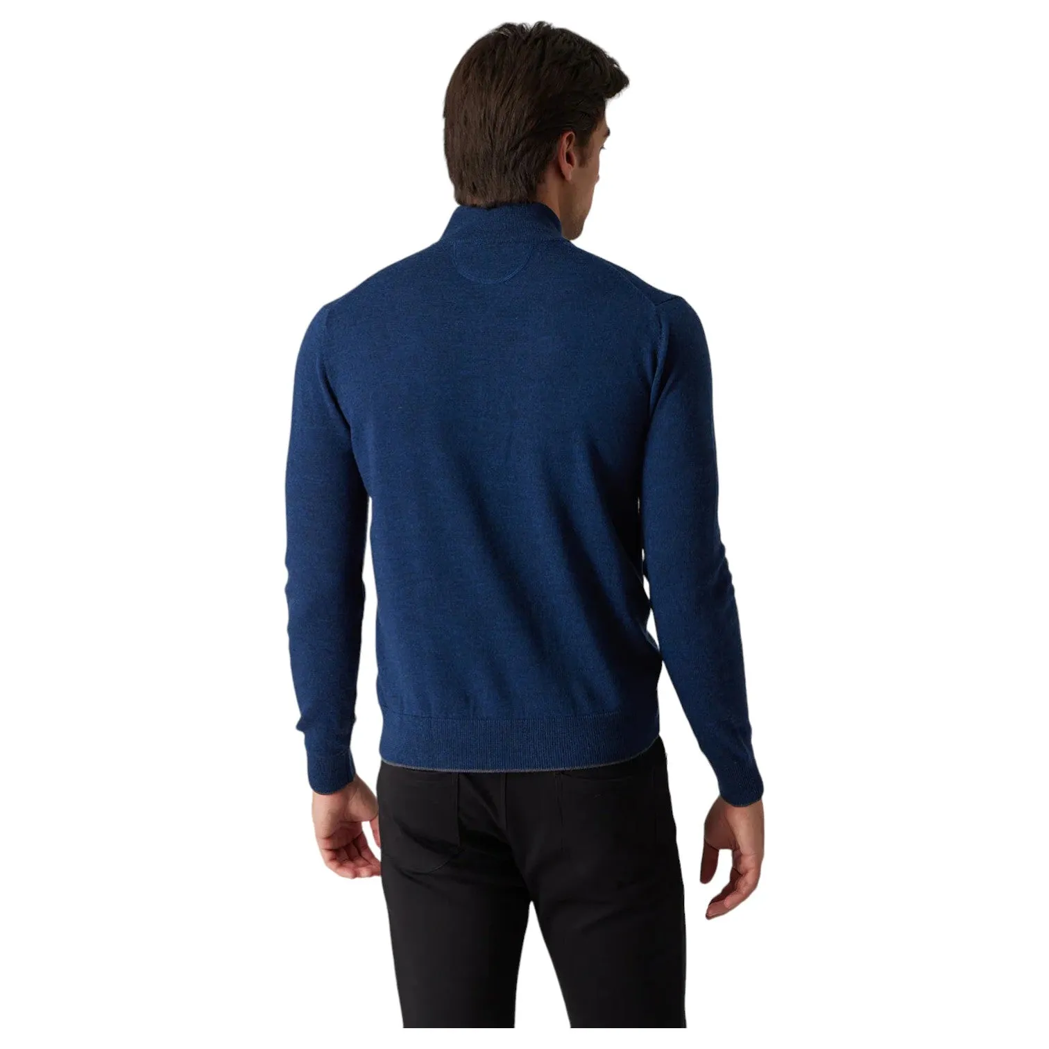 Raffi Mock Neck Quarter Zip Sweater in 100% Merino Wool HWC19398-Z Twilight sold by J&Z Couture product image thumbnail 2