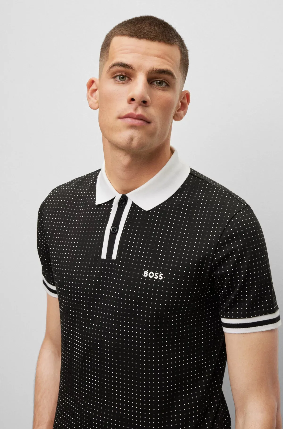 BOSS Regular-Fit Polo Shirt in Stretch-Cotton Piqué 50508536-001 Black sold by J&Z Couture product image thumbnail 3