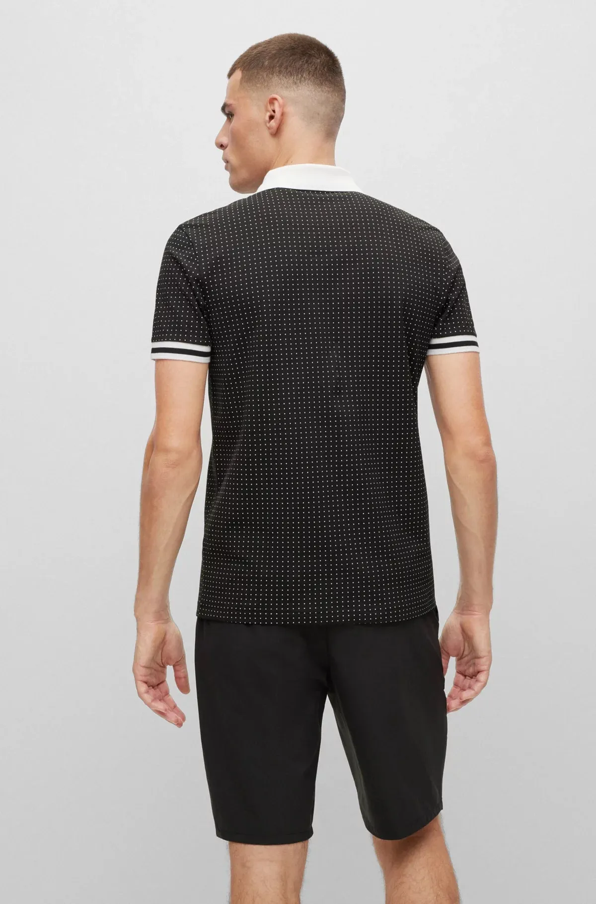 BOSS Regular-Fit Polo Shirt in Stretch-Cotton Piqué 50508536-001 Black sold by J&Z Couture product image thumbnail 4