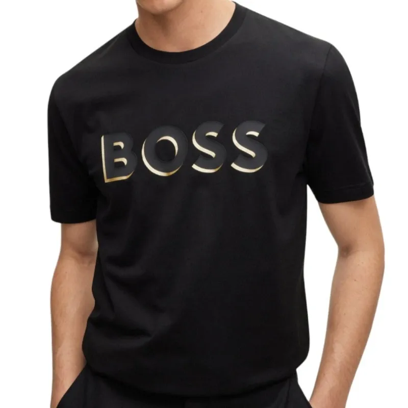 BOSS Black Cotton-Jersey Regular-Fit T-Shirt with Printed Logo  50481611-001 sold by J&Z Couture