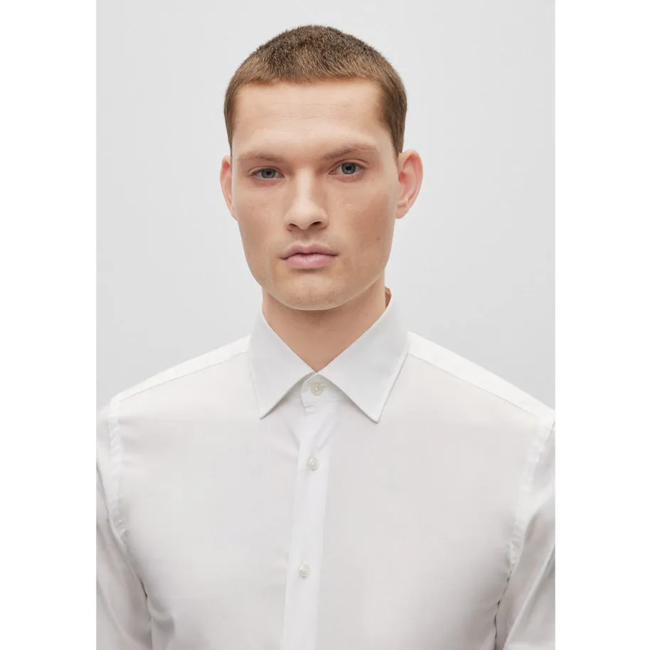 BOSS Men's Slim-Fit Shirt in Easy-Iron Stretch-Cotton Poplin in White 50469345-100 sold by J&Z Couture product image thumbnail 2