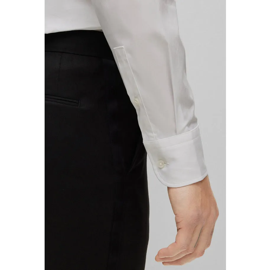 BOSS Men's Slim-Fit Shirt in Easy-Iron Stretch-Cotton Poplin in White 50469345-100 sold by J&Z Couture product image thumbnail 4
