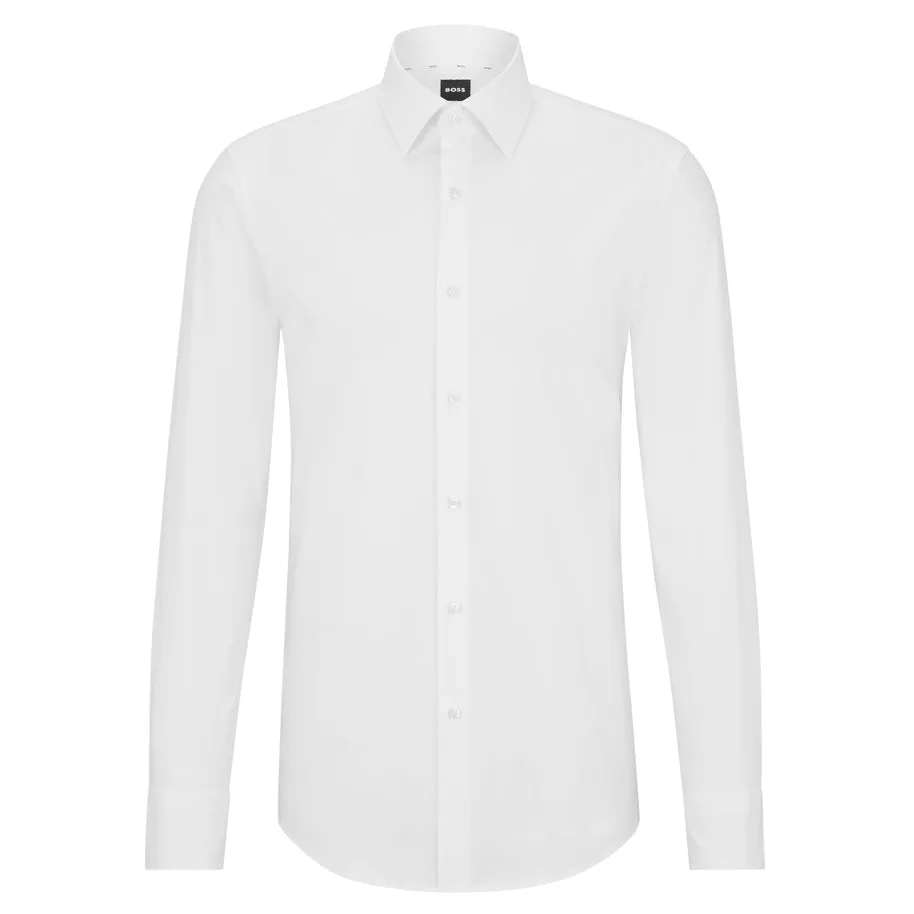BOSS Men's Slim-Fit Shirt in Easy-Iron Stretch-Cotton Poplin in White 50469345-100 sold by J&Z Couture