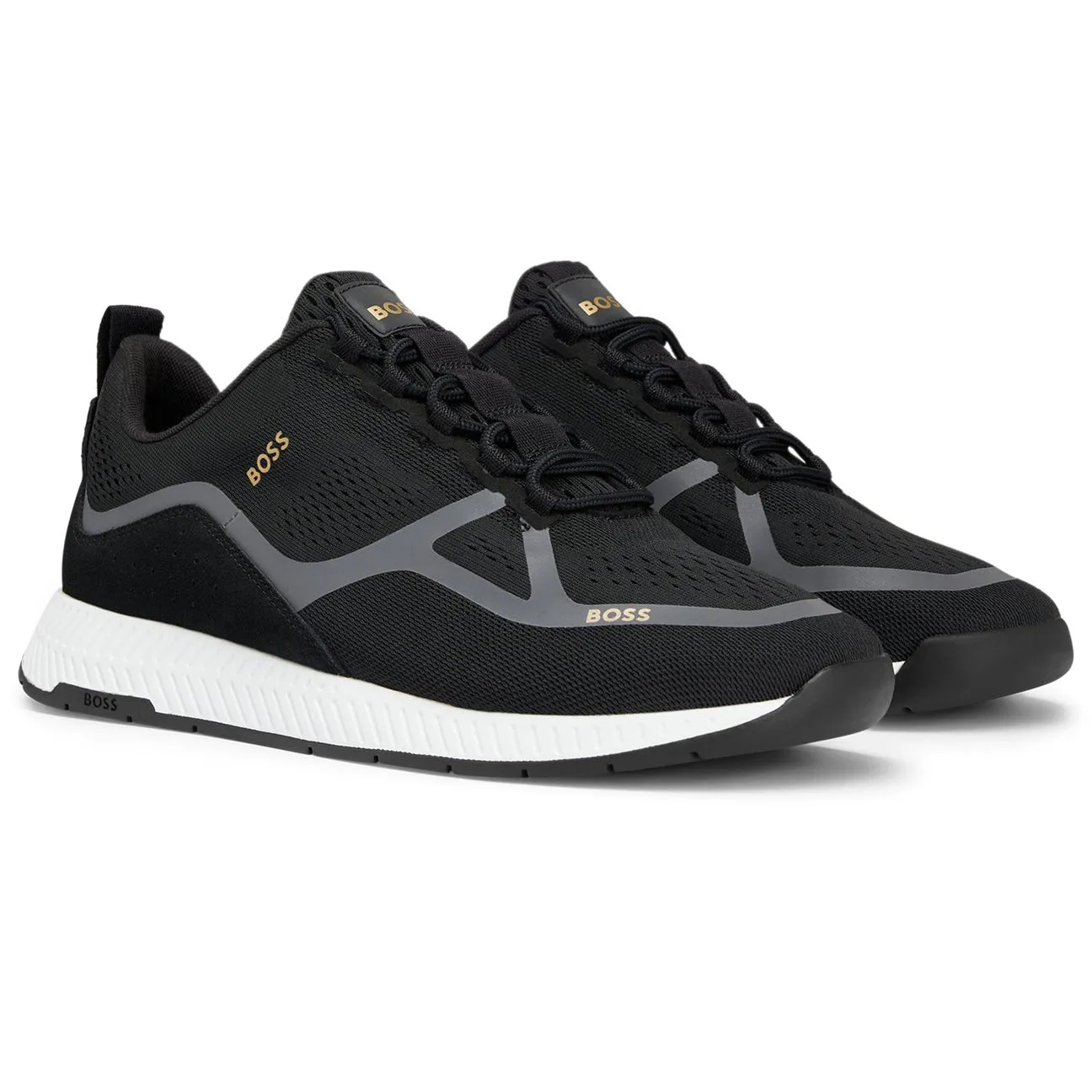 BOSS Men's Mesh Lace-Up Trainers with Suede Trims 50487822-007 sold by J&Z Couture