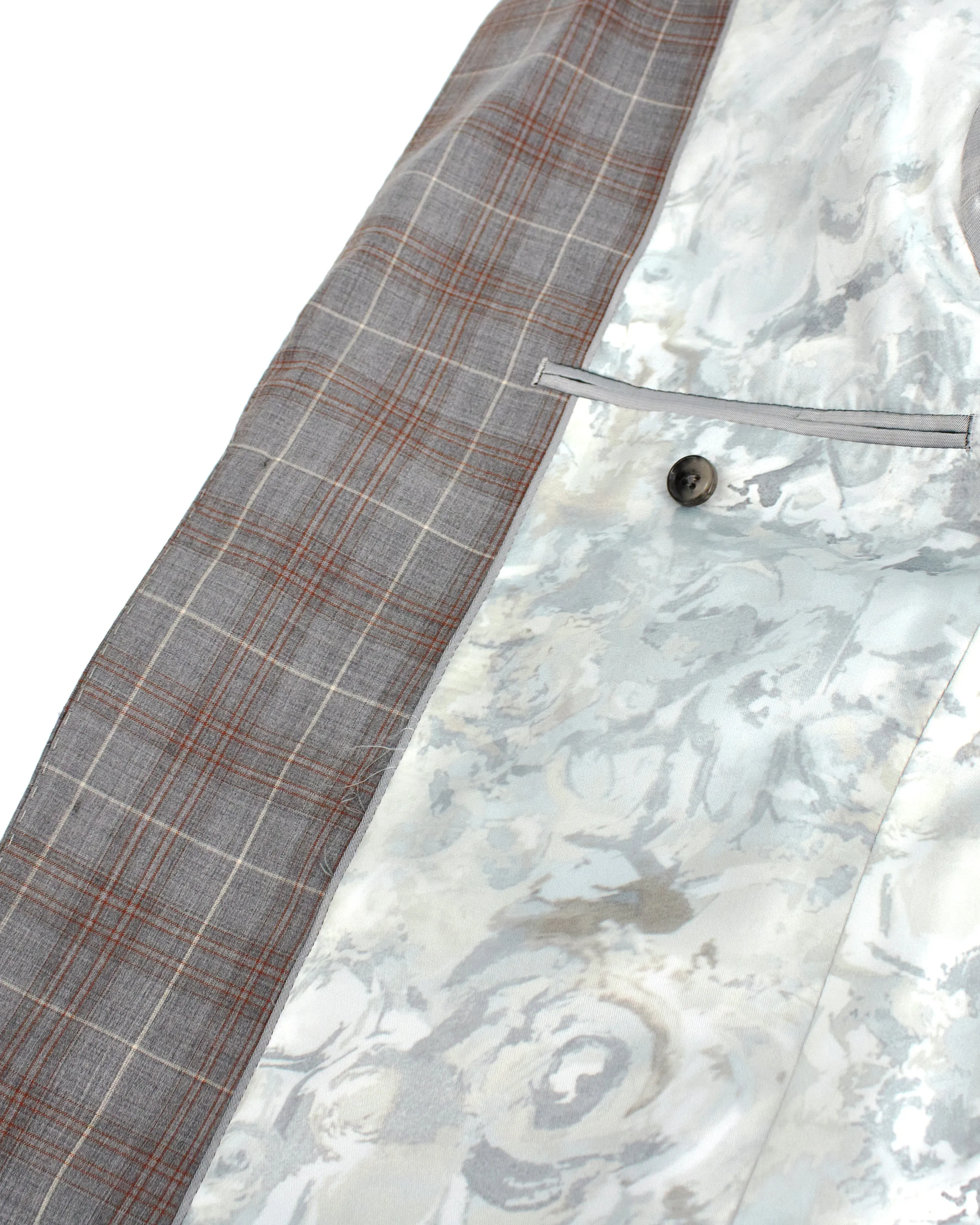 Windowpane Stretch Suit in Gray & Orange sold by J&Z Couture product image thumbnail 5