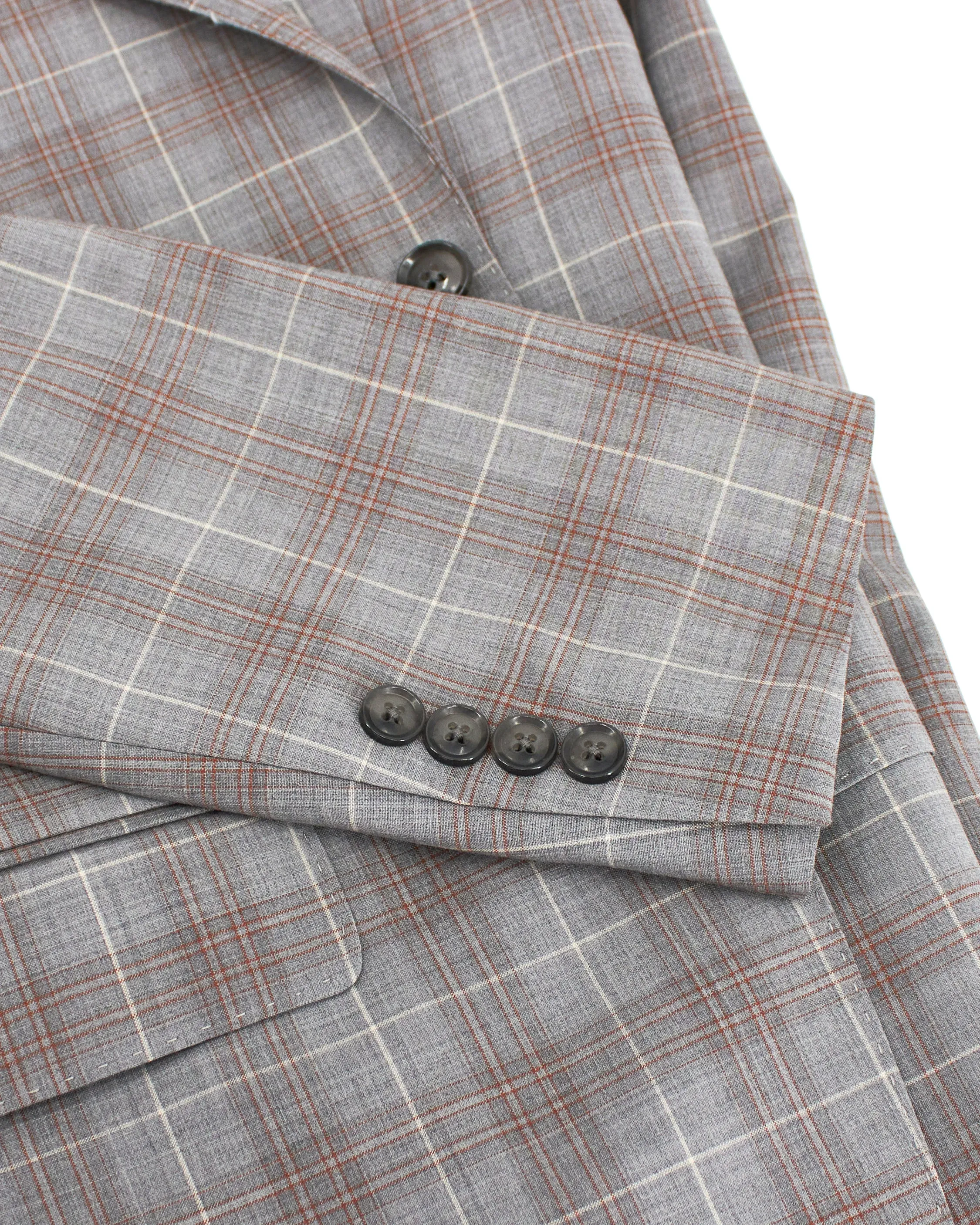 Windowpane Stretch Suit in Gray & Orange sold by J&Z Couture product image thumbnail 2