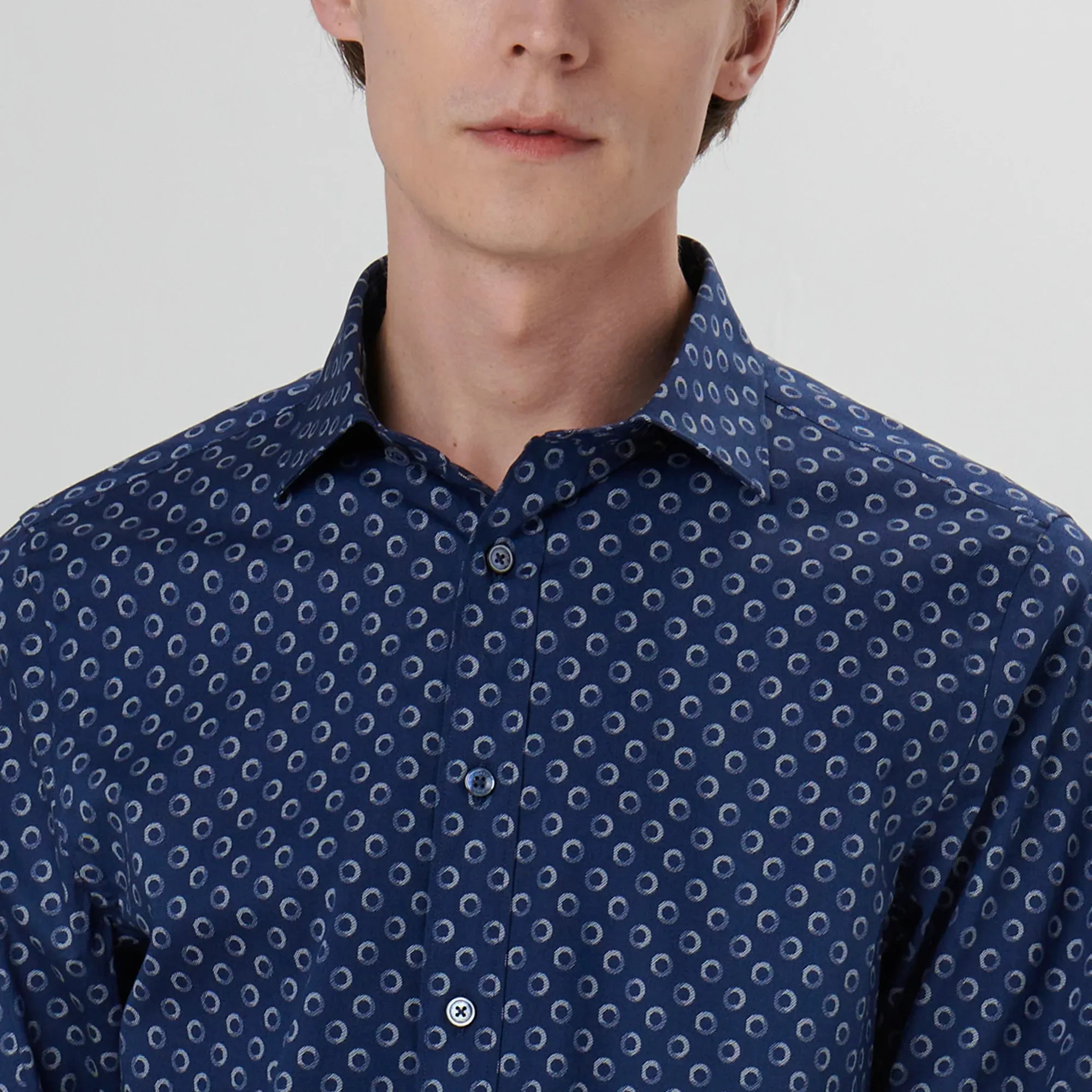 Bugatchi Axel Geometric Shirt CS3312L7S Navy sold by J&Z Couture product image thumbnail 5