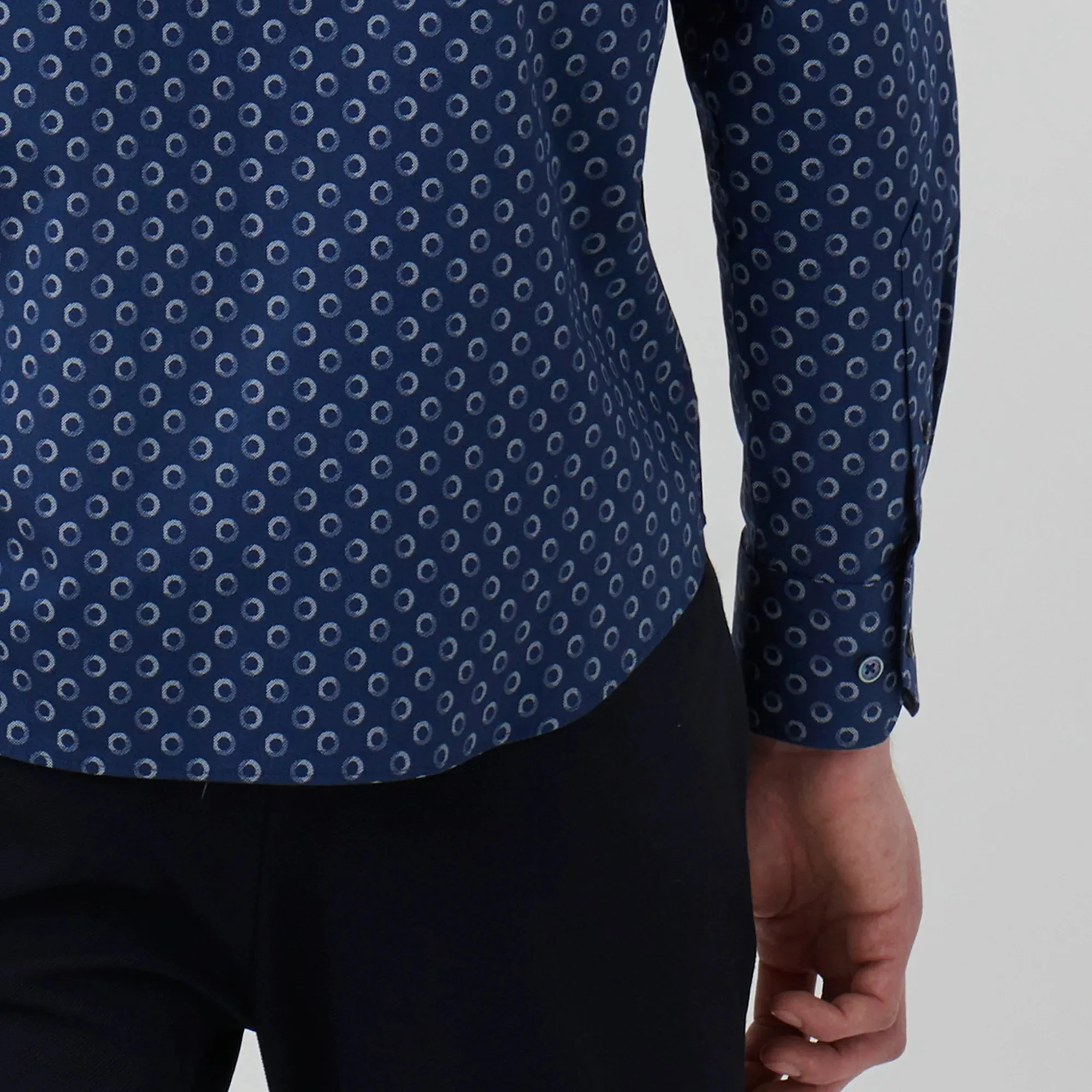 Bugatchi Axel Geometric Shirt CS3312L7S Navy sold by J&Z Couture product image thumbnail 4