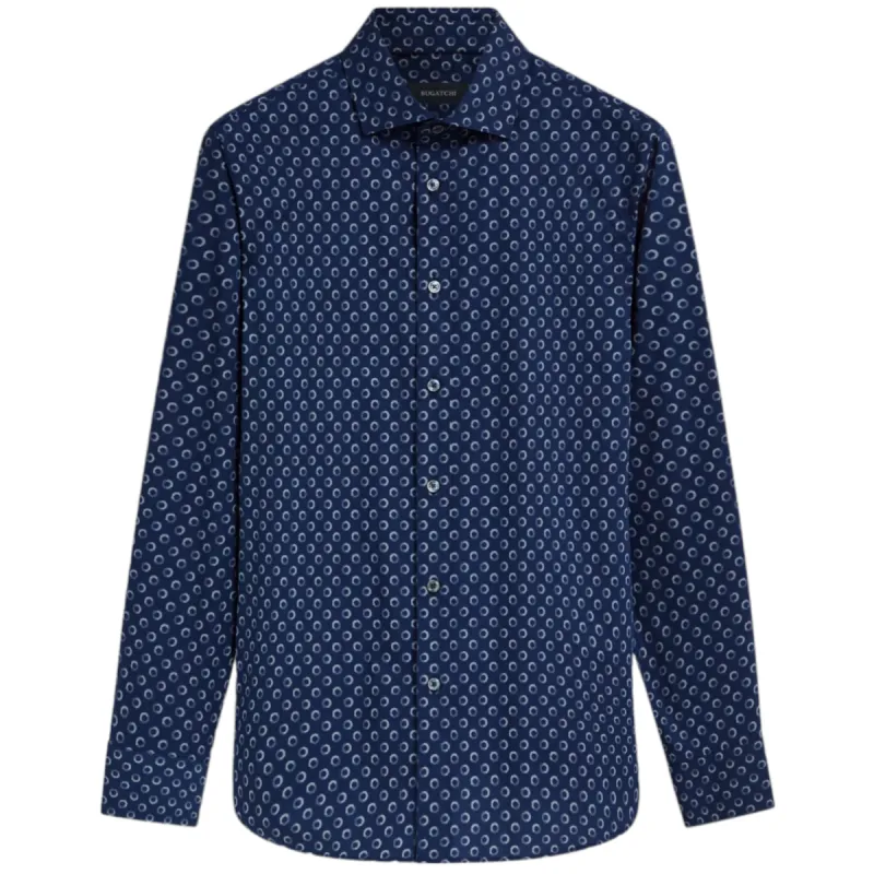 Bugatchi Axel Geometric Shirt  CS3312L7S Navy sold by J&Z Couture