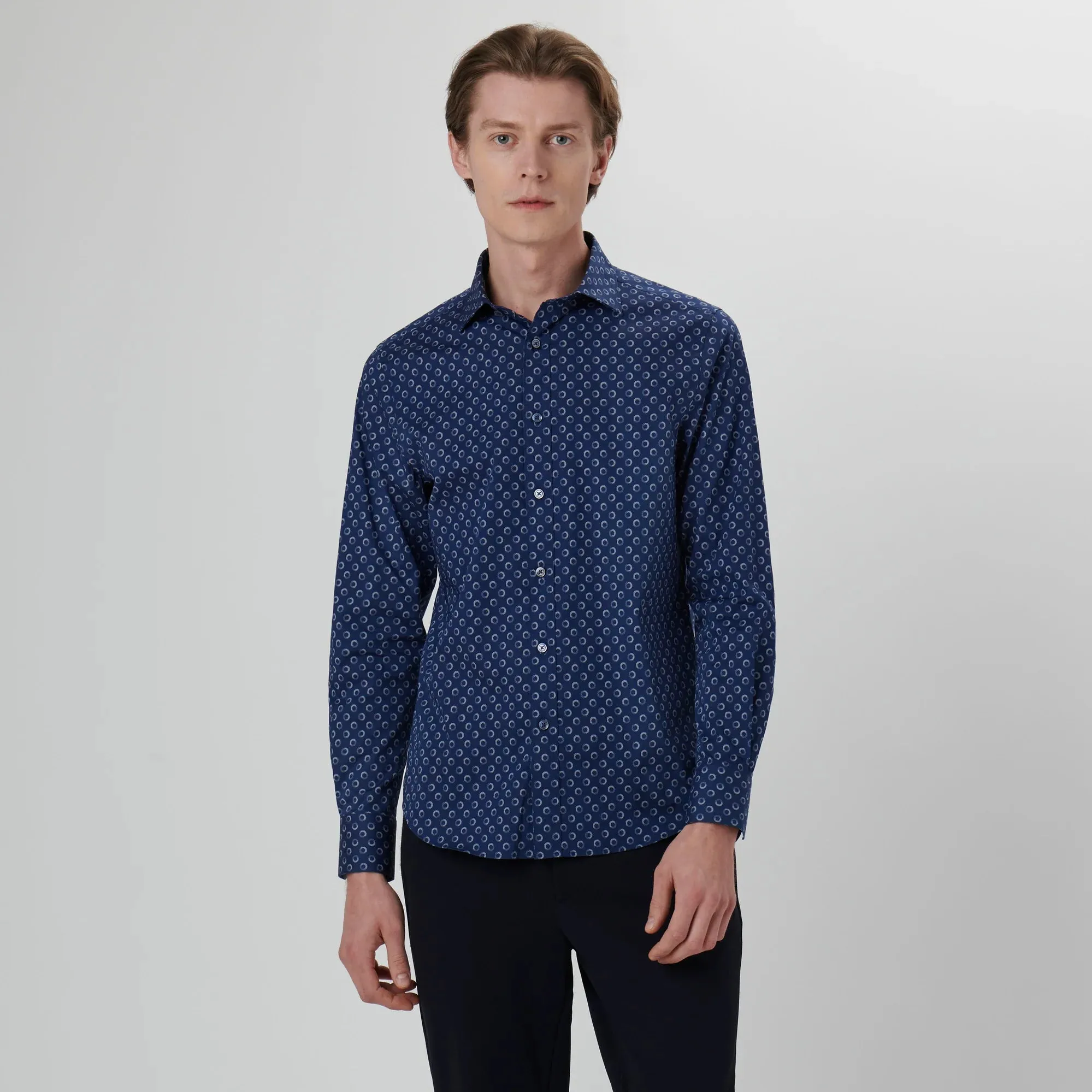 Bugatchi Axel Geometric Shirt CS3312L7S Navy sold by J&Z Couture product image thumbnail 3