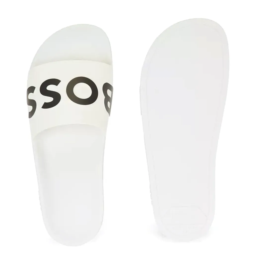 BOSS Men's Slides in White 50425152-100 sold by J&Z Couture product image thumbnail 2