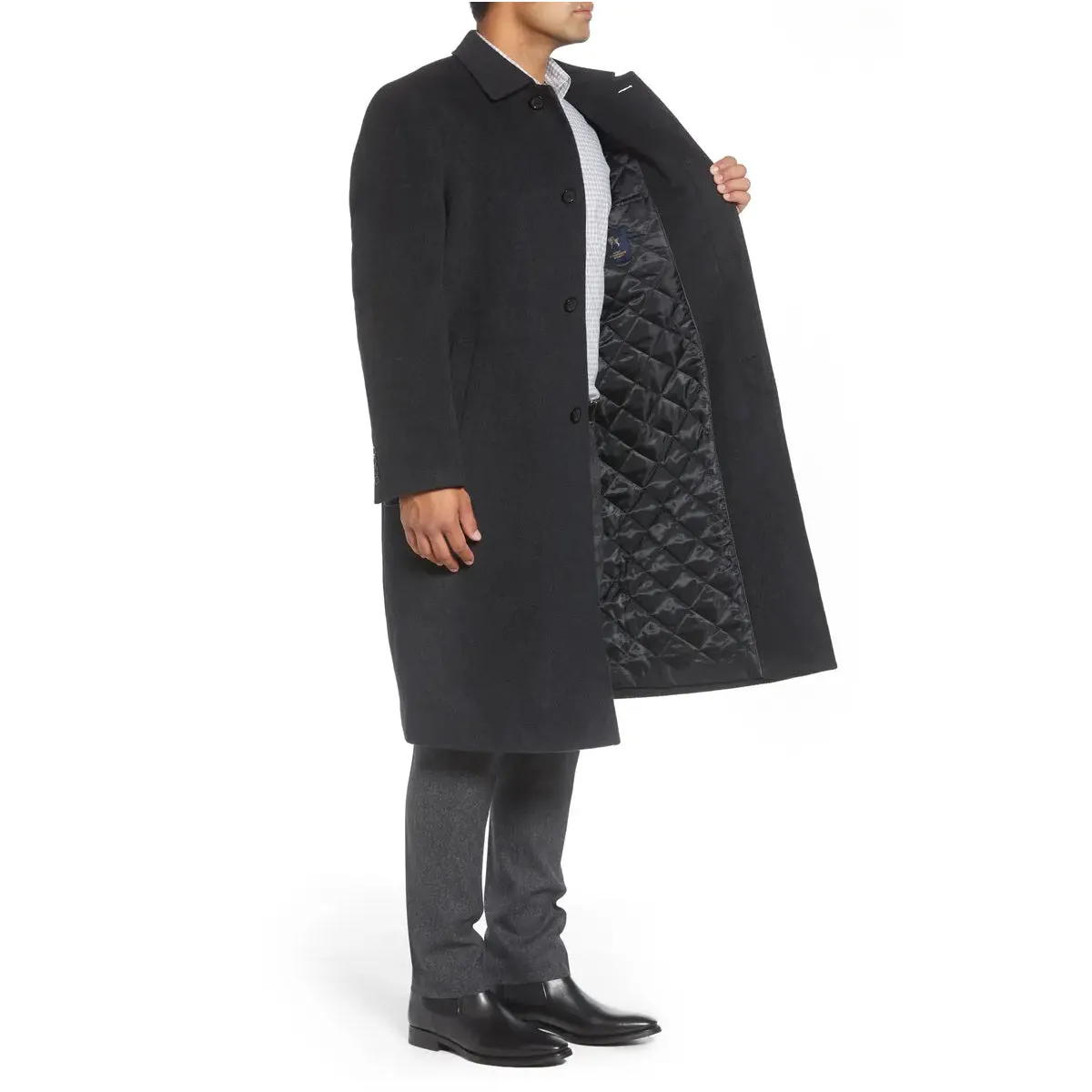 Hart Schaffner Marx Men's Stanley Cashmere-Blend Coat in Charcoal sold by J&Z Couture product image thumbnail 4