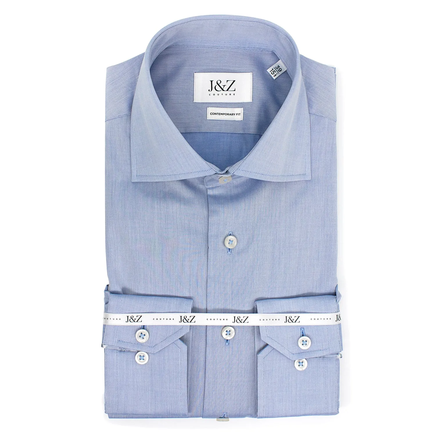 J&Z Couture Blue Button Down Dress Shirt, Twill (100% Cotton) sold by J&Z Couture