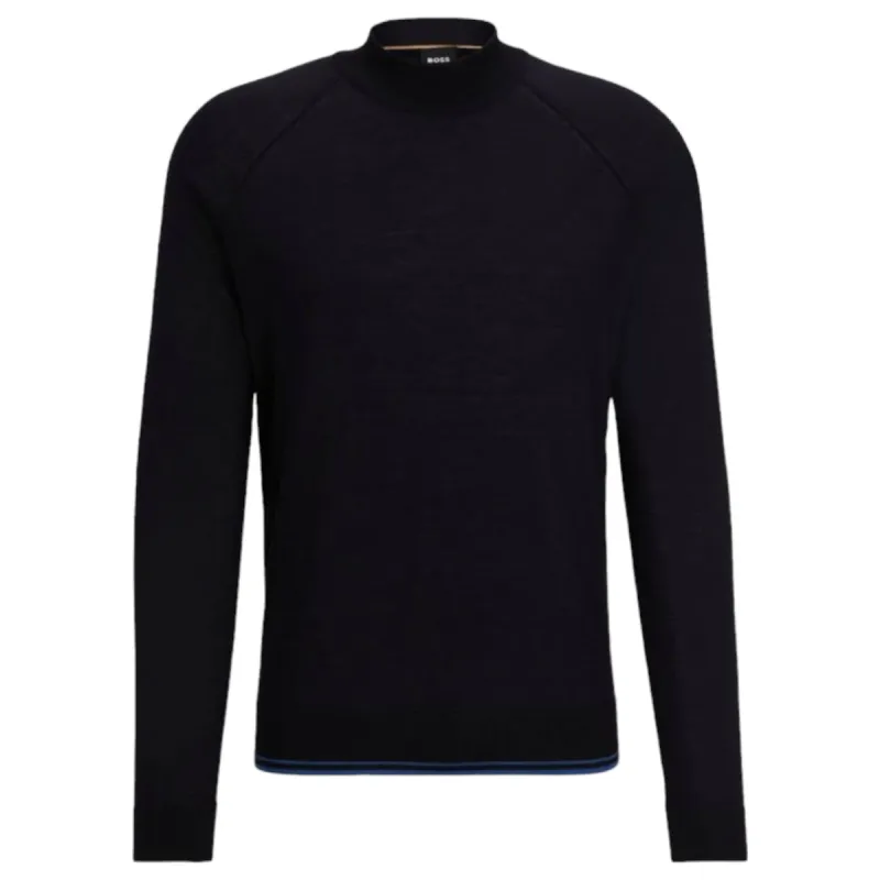 BOSS Mock-Neck Sweater - Dark Blue  50506011 404 sold by J&Z Couture