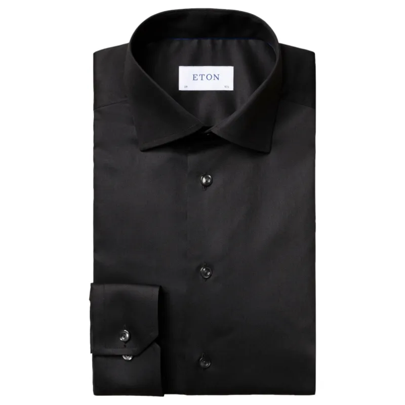 Eton Black Twill Stretch Shirt-Cut Away  100001862 18 sold by J&Z Couture