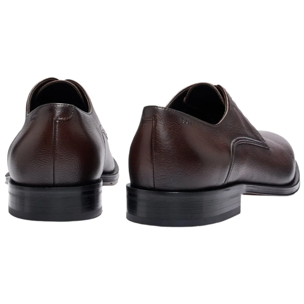 BOSS Dark Brown Grained Leather Derby Shoes with Cap Toe 50500338-203 sold by J&Z Couture product image thumbnail 5
