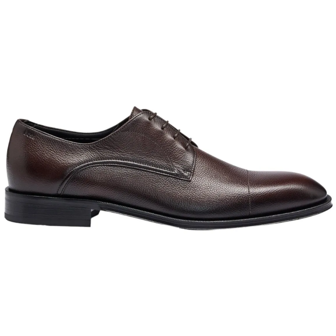 BOSS Dark Brown Grained Leather Derby Shoes with Cap Toe 50500338-203 sold by J&Z Couture product image thumbnail 3