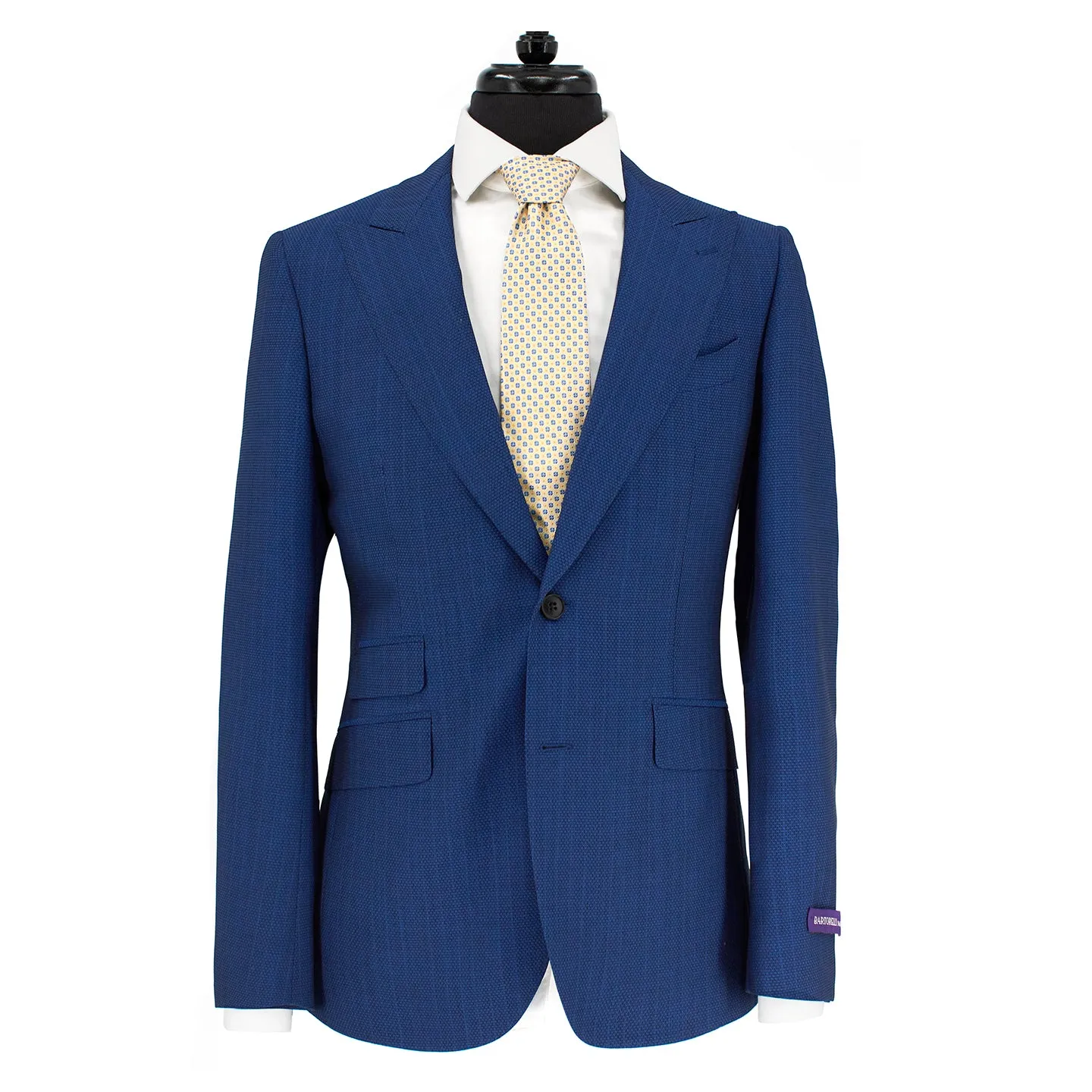 Bartorelli Italian-Made Wool Blend 2-Piece Suit with Peak Lapels in Bright Blue sold by J&Z Couture