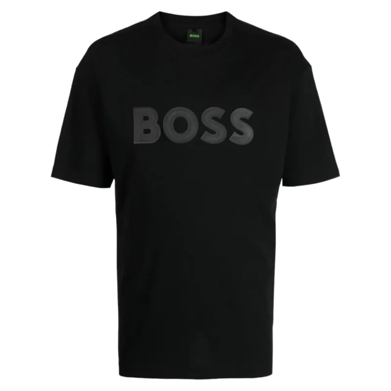 BOSS Logo-Print Cotton T-Shirt In Black 50501232-001 sold by J&Z Couture