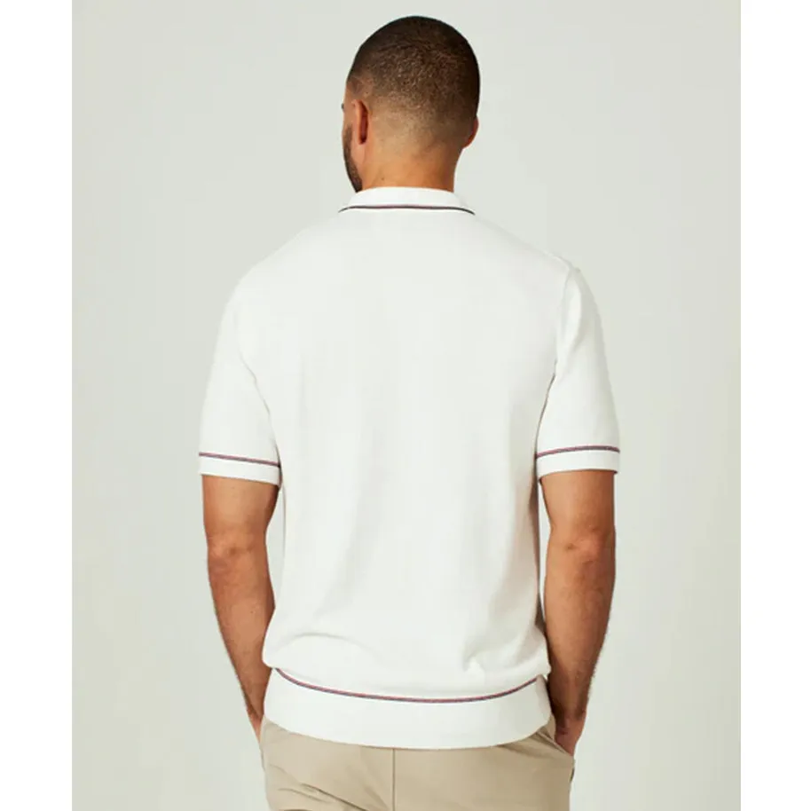 Men's Enzo Striped Sweater Polo SWM-8708 White sold by J&Z Couture product image thumbnail 4