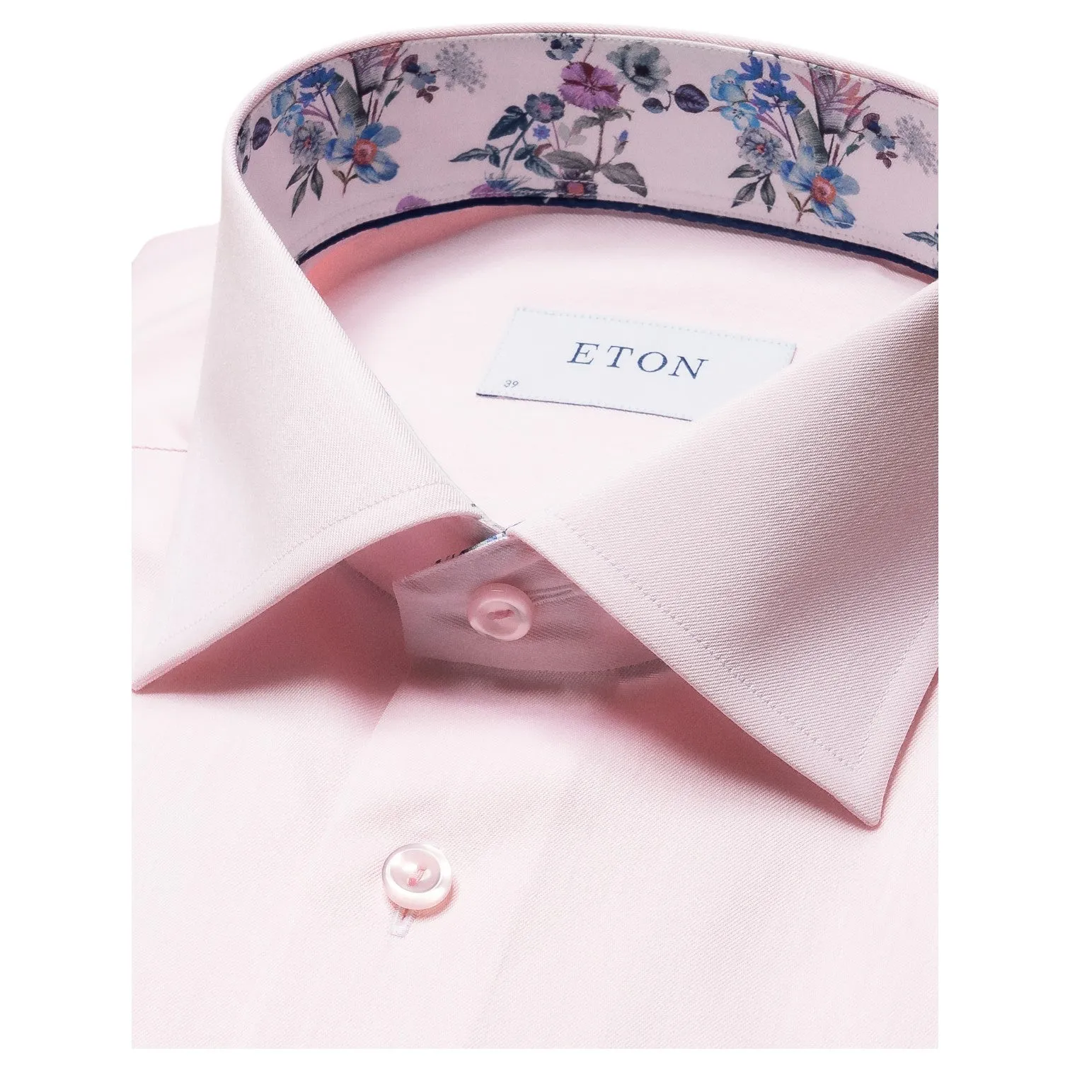 Eton Pink Floral Print Effect Solid Signature Twill Shirt 100011092 80 / 100011683 80 sold by J&Z Couture product image thumbnail 3