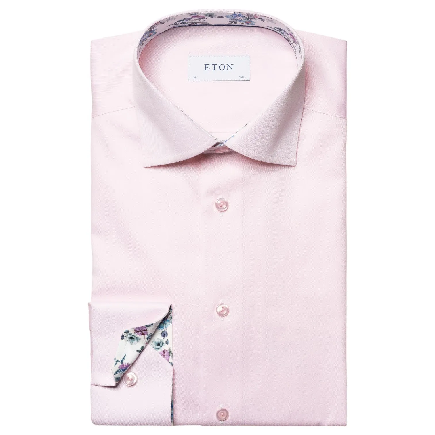 Eton Pink Floral Print Effect Solid Signature Twill Shirt 100011092 80 / 100011683 80 sold by J&Z Couture