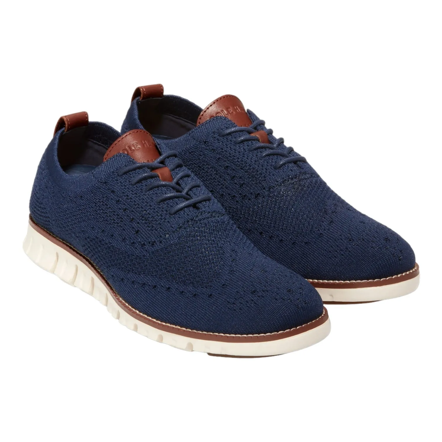 Men's ZERØGRAND Wingtip Oxford Blue/Ivry C24947 sold by J&Z Couture