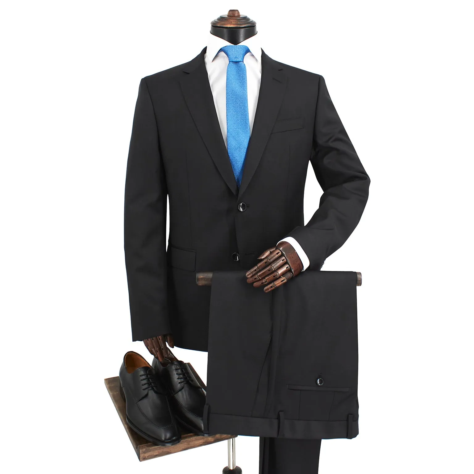 BOSS Men's Slim-Fit 100% Virgin Wool Two-Piece Suit in Black 50479561-001 sold by J&Z Couture