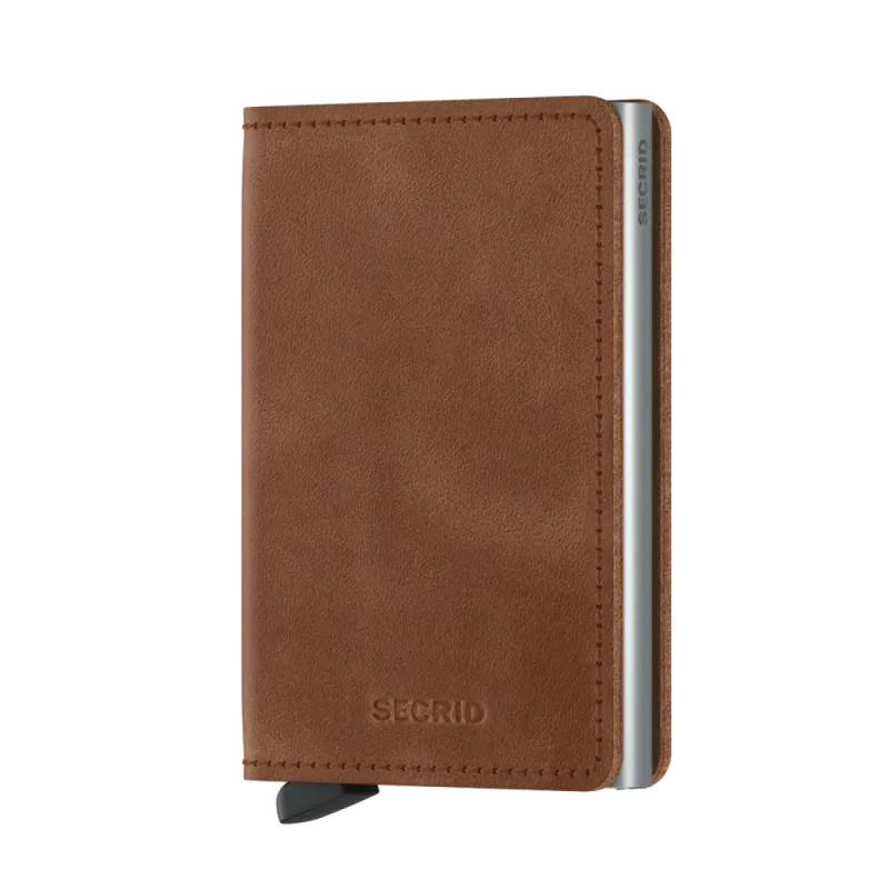 Secrid Slimwallet in Vintage Cognac-Silver sold by J&Z Couture