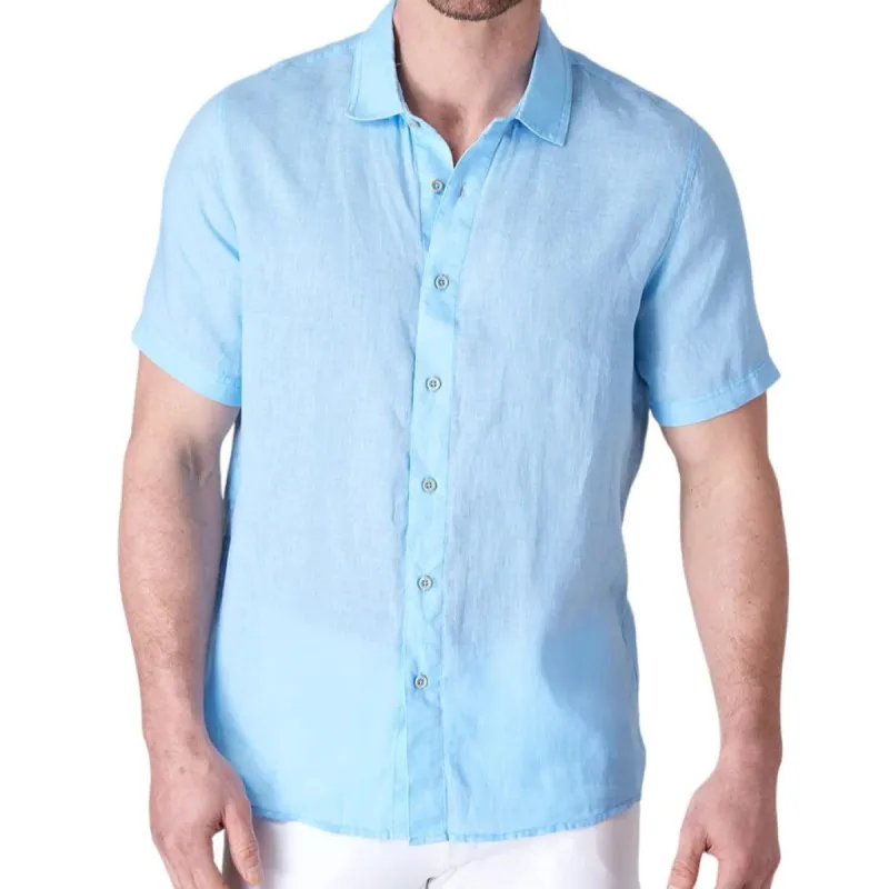 Raffi Bryce Linen Short-Sleeve Shirt  QP22800 ATLANTIC sold by J&Z Couture