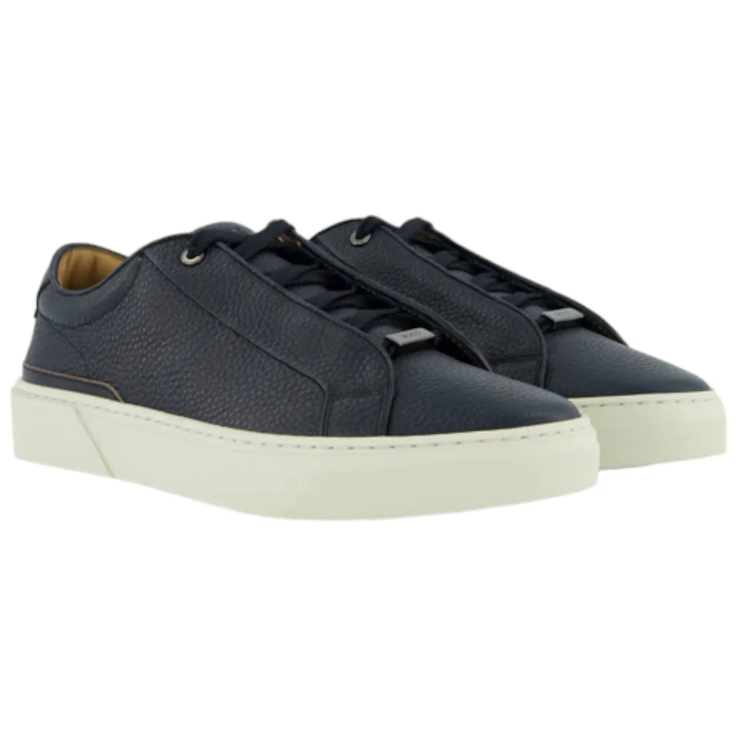 BOSS Grained-Leather Trainers With Contrasting Details Navy 50504331-401 sold by J&Z Couture