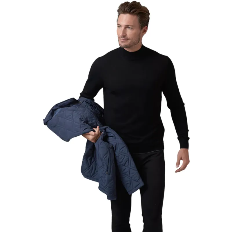 Raffi Classic Men's Mock Neck Sweater in 100% Merino Wool HWC19398 Black sold by J&Z Couture