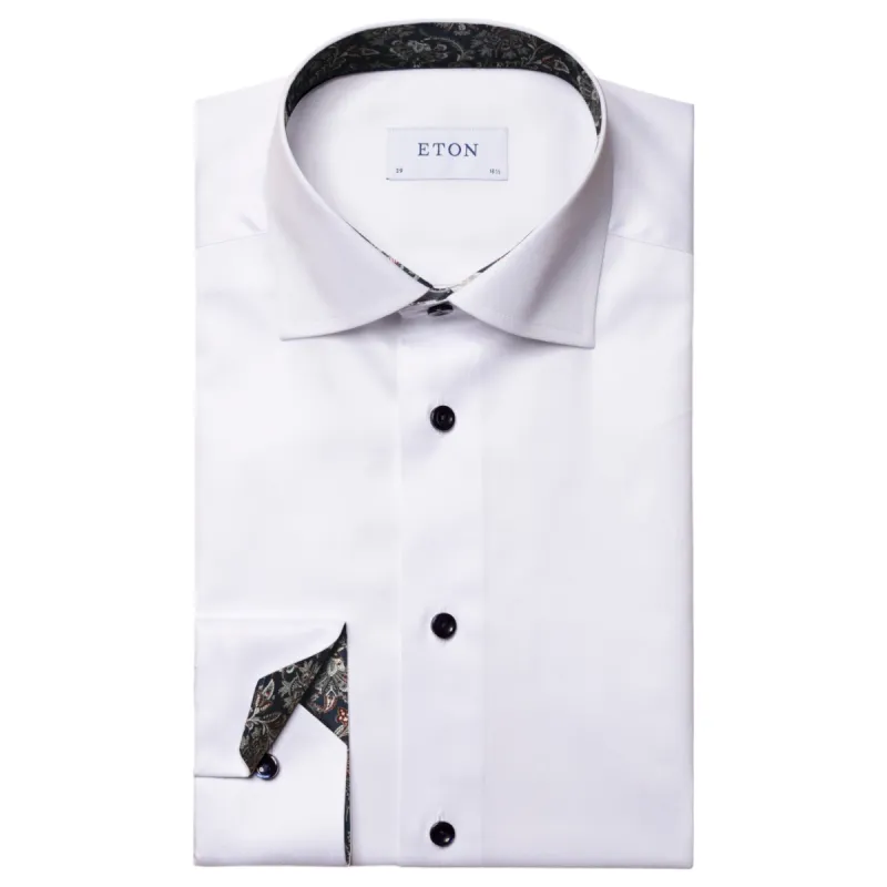Eton White Paisley Effect Signature Twill Shirt In Contemporary Fit 100010807 00 sold by J&Z Couture