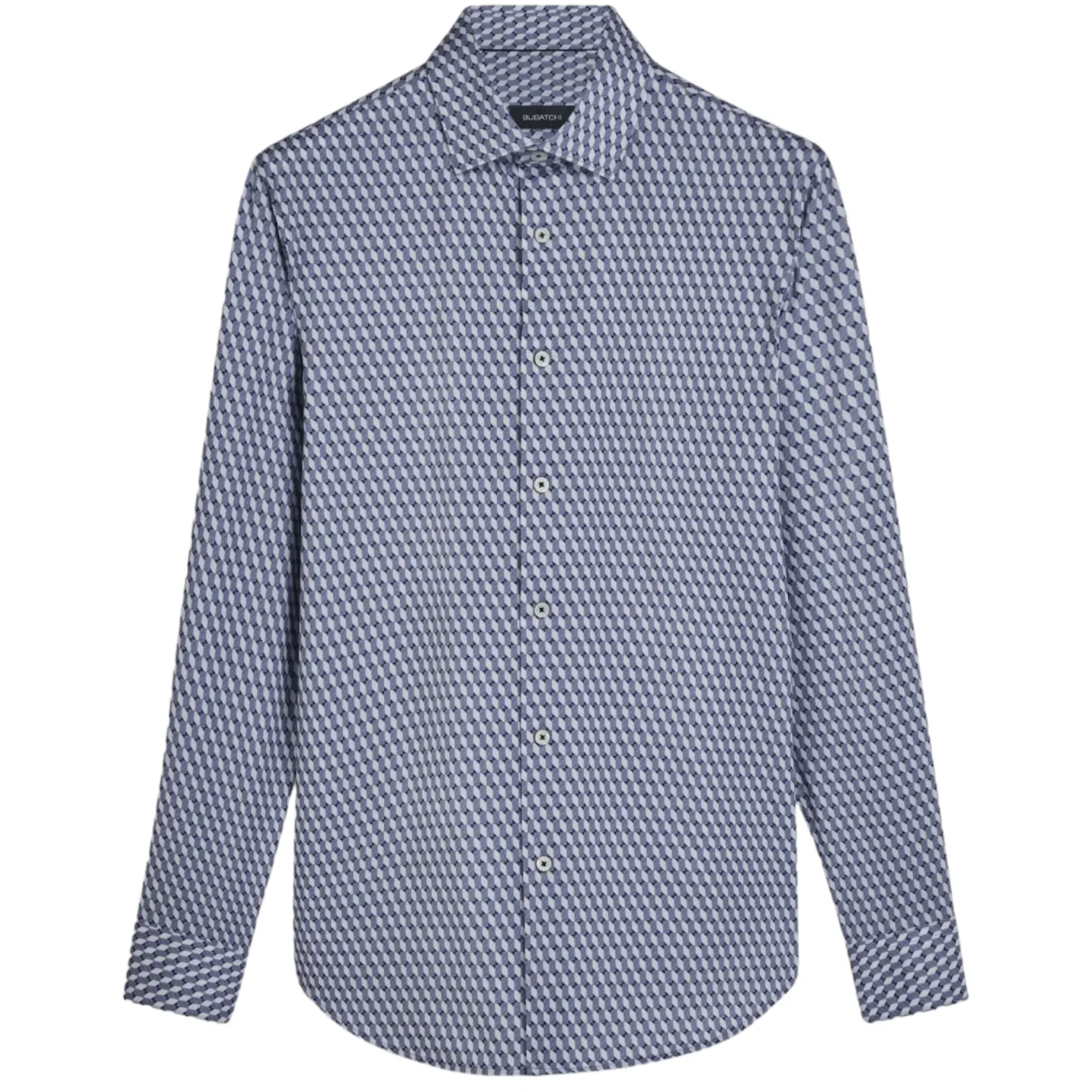 Bugatchi James OoohCotton® Geometric Print Shirt CF9152K60 Navy sold by J&Z Couture