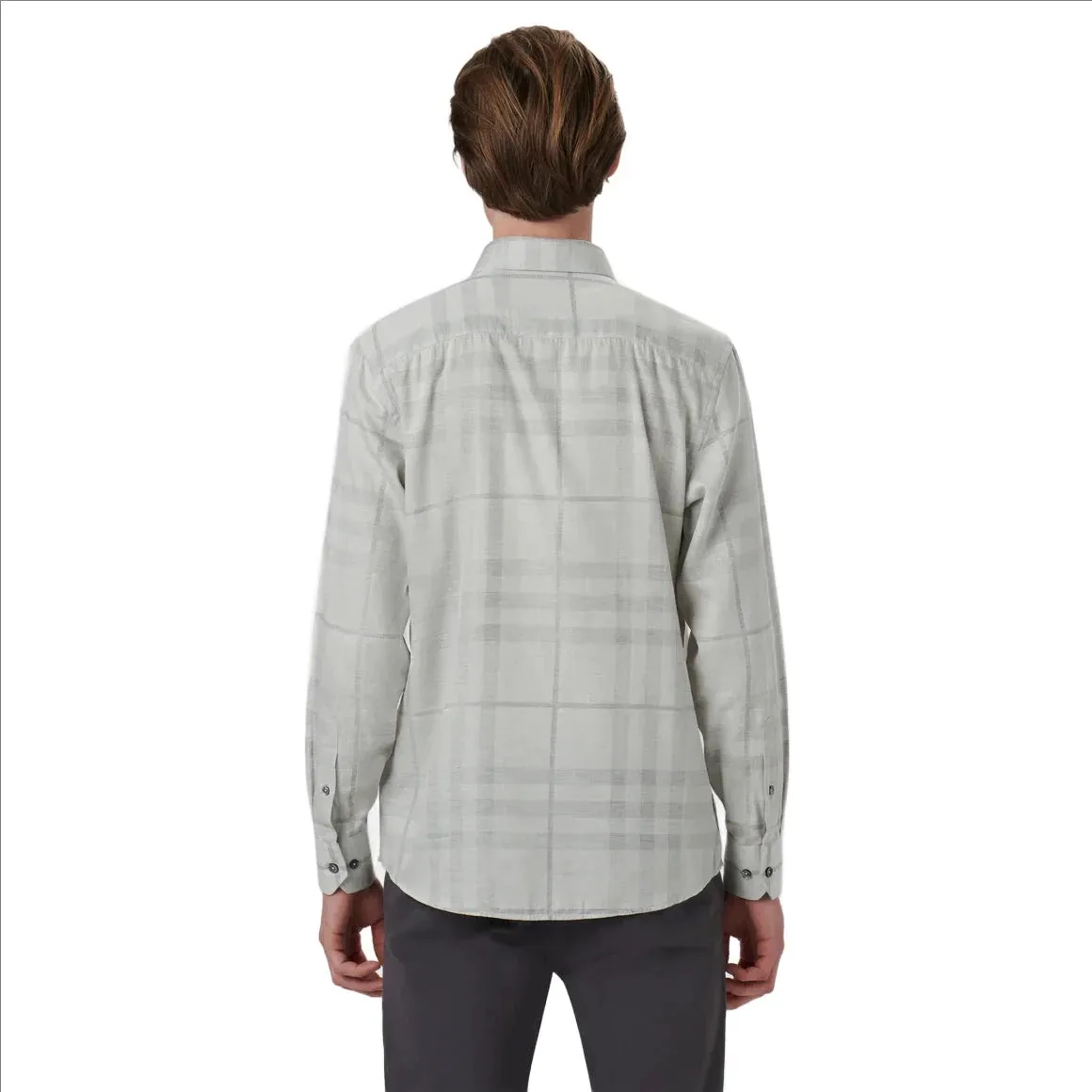 Bugatchi Julian Checkered Shirt - CS3195L4S Cement sold by J&Z Couture product image thumbnail 4